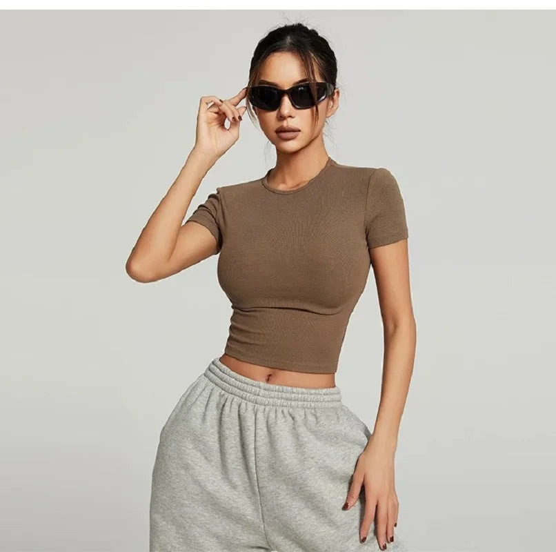 Women Yoga Top Seamless Sport T Shirts Fitness Clothes Short Sleeve Yoga Shirt Gym Top Running Active Wear Sport Top Femme